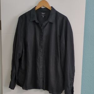 J. Crew Baird Mcnutt Irish Linen Casual Black Button Down Shirt Wren Slim Fit 20